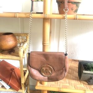Michael Kors tan small crossbody; used but in good condition.
